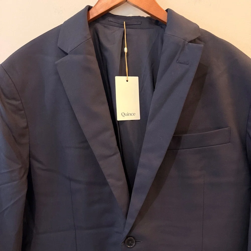Quince Stretch Wool Blazer Premium Italian Wool Modern Exec Nello Gori Navy NWT